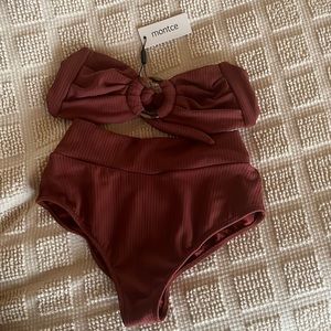 Montce chocolate ribbed two piece